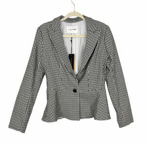 NWT Alice Hope Blazer Houndstooth Gingham Check Jacket Black White Small womens